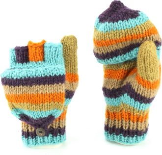 Loud Elephant Hand Knitted Wool Shooter Gloves - Stripe Retro A