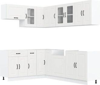 vidaXL Vidaxl - Mueble De Cocina Kalmar Blanco 11 Piezas Madera Contrachapada