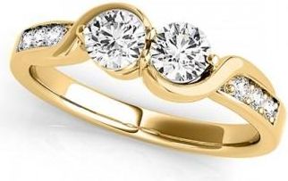 Allurez Diamond Accented Twised Two Stone Ring 14k Yellow Gold (1.13ct)
