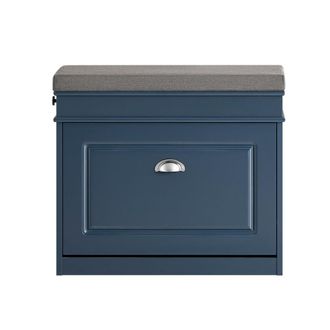 SoBuy Banco zapatero peque&ntilde;o con 1 solapa y 1 cajon azul