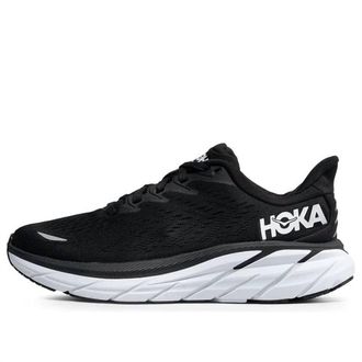 Hoka One One Womens Clifton 8 Running Shoes - Wide In Black/white