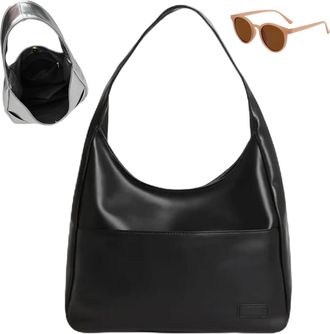 Generic Vegan PU Leather Trendy Soft Tote Bag, Large Capacity Casual Underarm Handbag for Women, Waterproof Simple Shoulder Bag