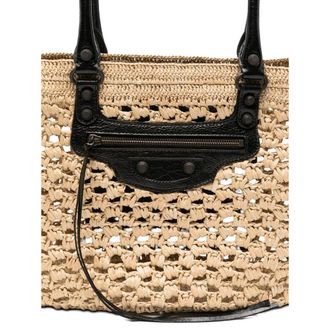 Balenciaga Raffia and Lambskin Tote Bag - Beige