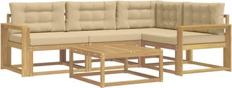 vidaXL Conjunto De Sof&aacute;s De Exterior 5 Uds. Y Beige Poli&eacute;ster Vidaxl