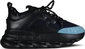 Versace Schoenen, Heren, Zwart, 44 EU, Leer, Chain Reaction Sneakers