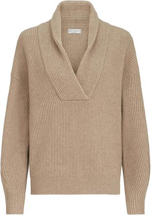Brunello Cucinelli Cashmere English-rib Sweater With Monili