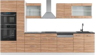 Vicco Mueble De Cocina R-line, Sonoma/blanco, 350 Cm Con Armario Alto, Et Antracita