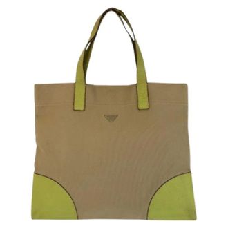 Prada Pre-owned Tote Bags, female, Beige, Size: ONE SIZE Pre-owned Canvas totes