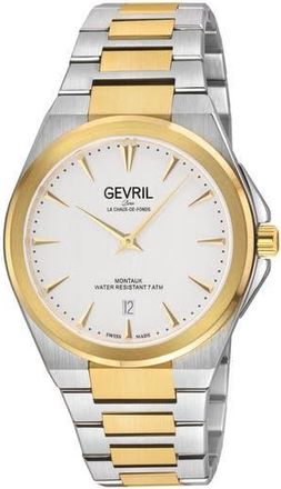 Gevril Group Montauk Stainless Steel Bracelet Watch, 40mm in Silver/Yellow Gold at Nordstrom Rack