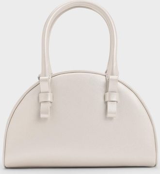 Charles & Keith Leather Half-Moon Bowling Bag