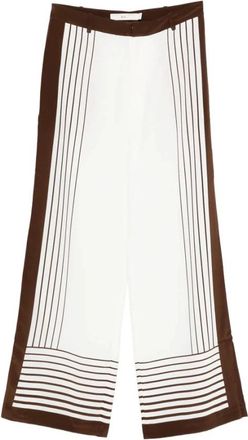 Sir. Gestreept Getailleerde Broek met Wijde Pijpen - Dames - Wijde Broeken - Veelkleurig - M - Leer - Broeken