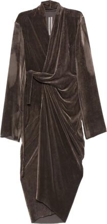 Rick Owens draped wrap midi dress - Brown