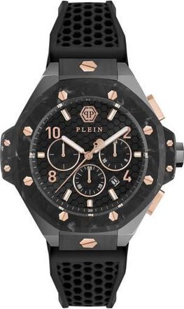 Philipp Plein Chronograph Royal Quartz Silicone Strap Watch, 46mm in Black at Nordstrom Rack