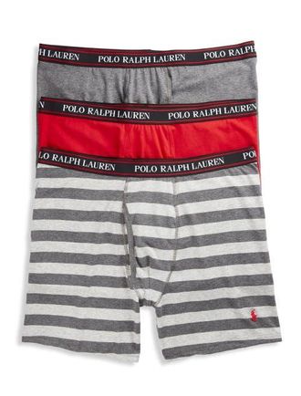 Polo Ralph Lauren Big & Tall 3-Pk Classic Stretch Boxer Briefs in Red Charcoal Mlti at Nordstrom, Size 4X Big