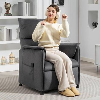 HOMCOM Electric Reclining Chair w/ Remote, Power Recliner for Elderly in Dark Grey | Size: 1 Seater