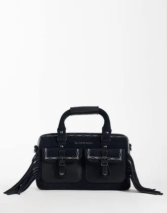 Dr. Martens Rodeo - Borsa con manico in camoscio nera-Nero