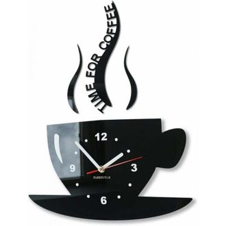 OEM Reloj De Pared Moderno 3d Con Forma De Taza De Caf&eacute;, Dise&ntilde;o De Cocina, Negro