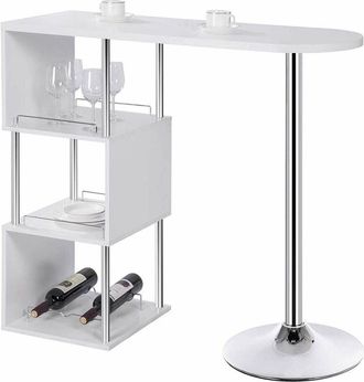 Woltu Tavolo da Bar Cucina Bancone per Cucina a 3 Ripiani con Portabottiglie Bianco - Woltu