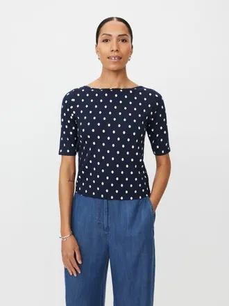 Masai MaBavessa Polka Dot T-Shirt in Navy Blazer at Nordstrom, Size Xx-Large
