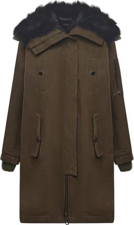 Dolce & Gabbana Cotton Canvas Oversized Parka - Dames - Parka Jassen - Bruin - S - Katoen - Jassen
