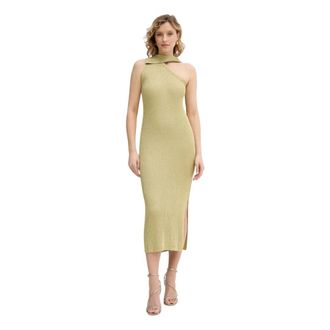 Karl Lagerfeld Kleedjes, Dames, Groen, M, Leer, Midi Gebreide Jurk