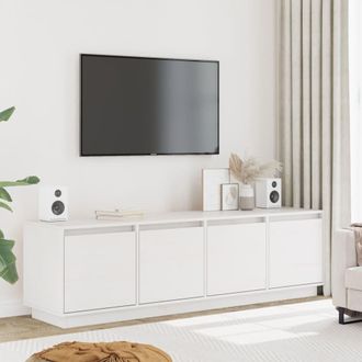 vidaXL Vidaxl - Mueble De Tv Madera Maciza De Pino Blanco 156x37x45 Cm