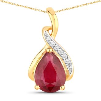 Diana M. Jewels Bkk Ruby Pears 9x7mm - 1Pc + White Diamond F/C Round 1.10mm ( SI1-SI2/ GH Color ) - 6Pcs ( J Back ) ( White Pen Rhodium )