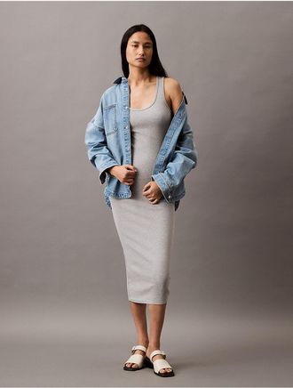 Calvin Klein Jeans Calvin Klein Womens Rib Slip Dress - Grey - L