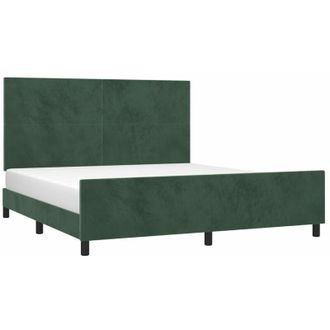vidaXL Vidaxl - Estructura Cama Sin Colch&oacute;n Terciopelo Verde Oscuro 160x200 Cm