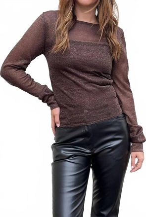 Crescent Sierra Sheer Metallic Top In Espresso