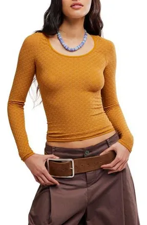 Free People Love Letter Long Sleeve Top in Bronzer at Nordstrom Rack, Size Large/x-Large