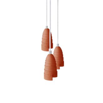 Gone's L&aacute;mpara de techo triple en hormig&oacute;n terracotta accesorios blancos