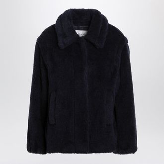 Max Mara Navy Faux Fur Coat