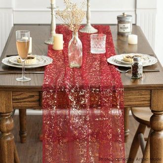 OEM Camino De Mesa De 2 Piezas, 70 X 300 Cm, Decoraci&oacute;n De Mesa Con Detalles Dorados, Para Cocina, Fiestas, Cumplea&ntilde;os Y Bodas - Oro Rosa