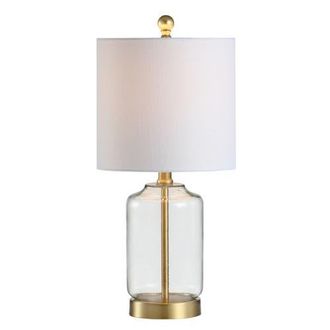 Jonathan Y Designs Duncan Glass/Metal LED Table Lamp in Clear/brass Gold at Nordstrom