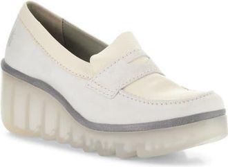 FLY London Bilz Platform Wedge Loafer in Off White at Nordstrom, Size 10-10.5Us