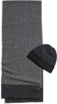 Nordstrom Wool & Cashmere Beanie & Scarf Set in Black at Nordstrom
