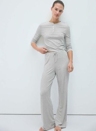 Mango Maglietta pigiama righe dettaglio bottoni bianco avorio - Donna - XS - MANGO