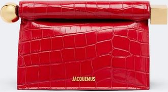 Jacquemus Rond Carr&eacute; Small croc-effect leather clutch