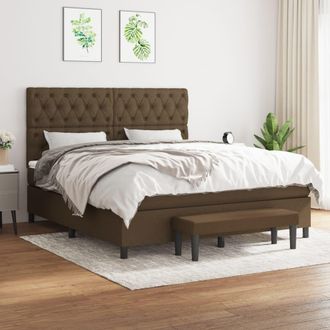 vidaXL Vidaxl - Cama Box Spring Con Colch&oacute;n Tela Marr&oacute;n Oscuro 160x200 Cm