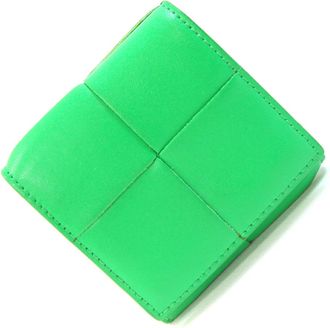 Bottega Veneta Green Leather Coin Purse/Coin Case (Pre-Owned)