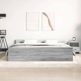 Berkfield Home Durable Bed Frame with Headboard & Footboard Grey Sonoma 180x20 | Size: Super King