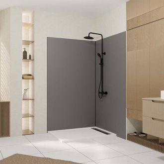 Aurlane Pack De 2 Paneles Murales Aluminio Gris 120x210 Cm + Perfiles Negros