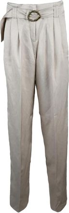 Marella Pleated Palazzo Broeken - Dames - Straight fit broeken - Beige - S - Linnen - Broeken