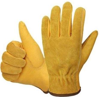 OEM Guantes De Trabajo De Cuero, 1 Par De Guantes Resistentes Al Agua Para Construcci&oacute;n, Jardiner&iacute;a Y Reparaci&oacute;n De Autom&oacute;viles, Disponibles En Talla L Pa