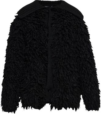 Dolce & Gabbana Cardigan met Fureffect - Heren - Vesten - Zwart - M - Wol - Truien & Vesten