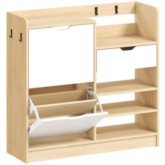 HOMCOM Zapatero estrecho 93x30x90 cm madera natural