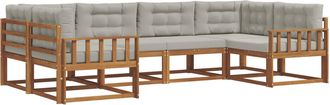 vidaXL Conjunto De Sof&aacute;s De Exterior 6 Uds. Gris Natural Y Claro Vidaxl