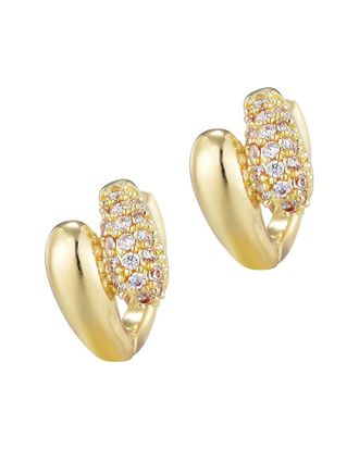 Adornia Adornia 14K Plated Cz Double Band Hoop Huggie Earrings
