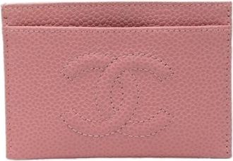 Chanel Pre-owned Wallets, female, Pink, Size: ONE SIZE Pre-owned Caviar Card Case
